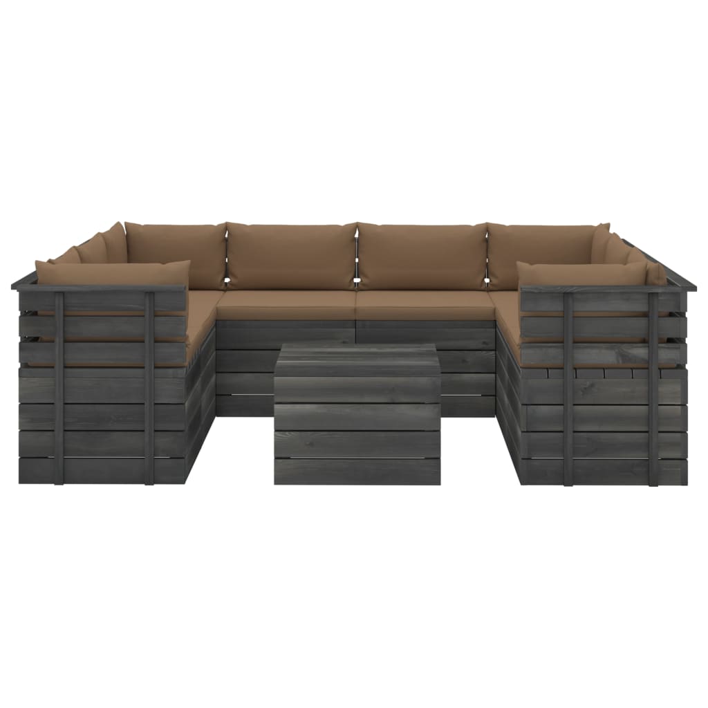 

vidaXL 9-delige Loungeset met kussens pallet massief grenenhout