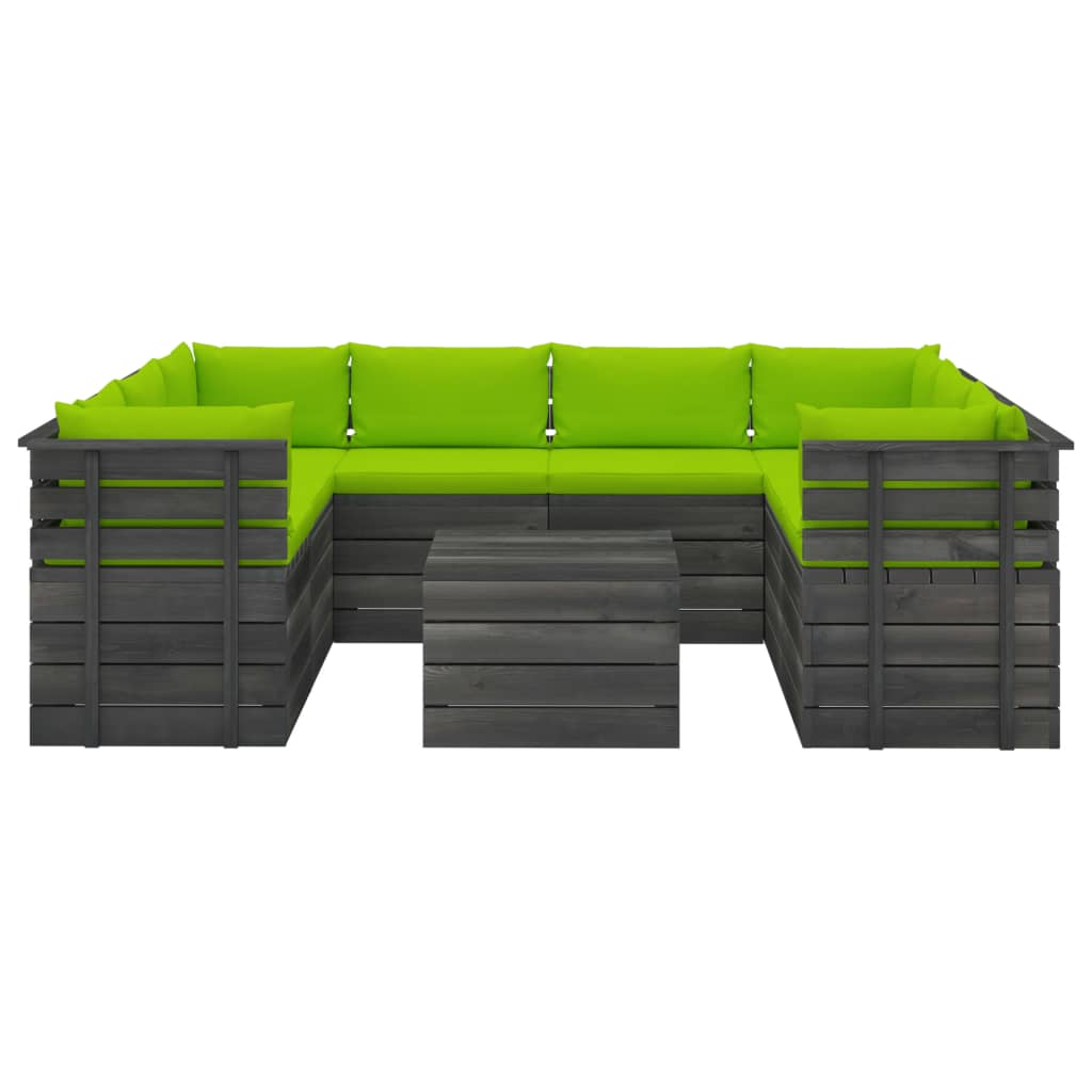 

vidaXL 9-delige Loungeset met kussens pallet massief grenenhout