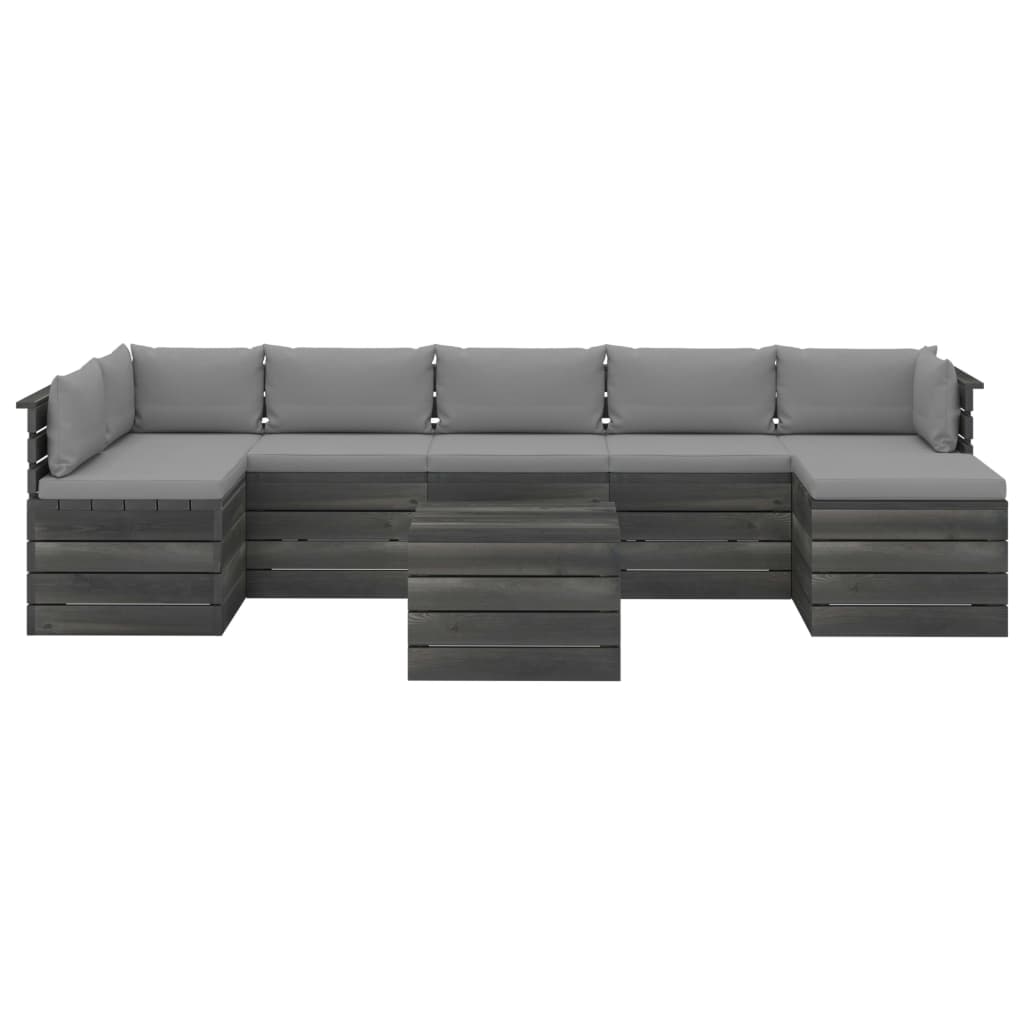 

vidaXL 8-delige Loungeset met kussens pallet massief grenenhout