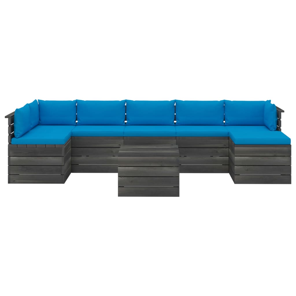 

vidaXL 8-delige Loungeset met kussens pallet massief grenenhout