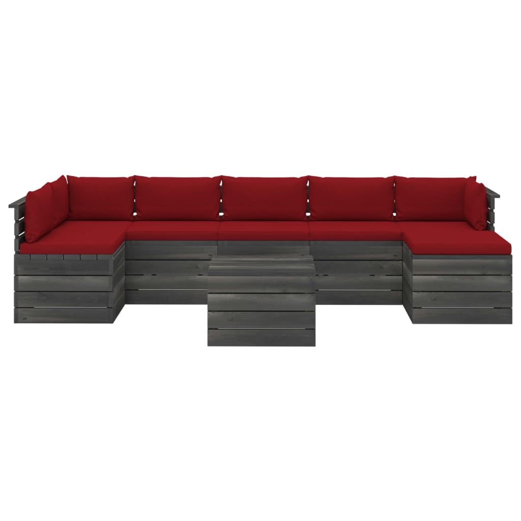 

vidaXL 8-delige Loungeset met kussens pallet massief grenenhout