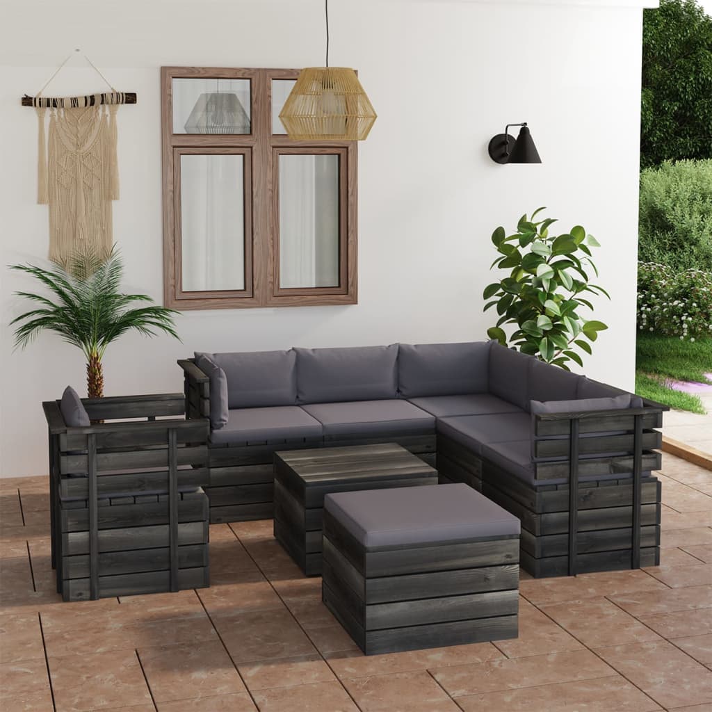 vidaXL Set mobilier grădină paleți cu perne 8 piese lemn masiv pin Gradina imagine noua
