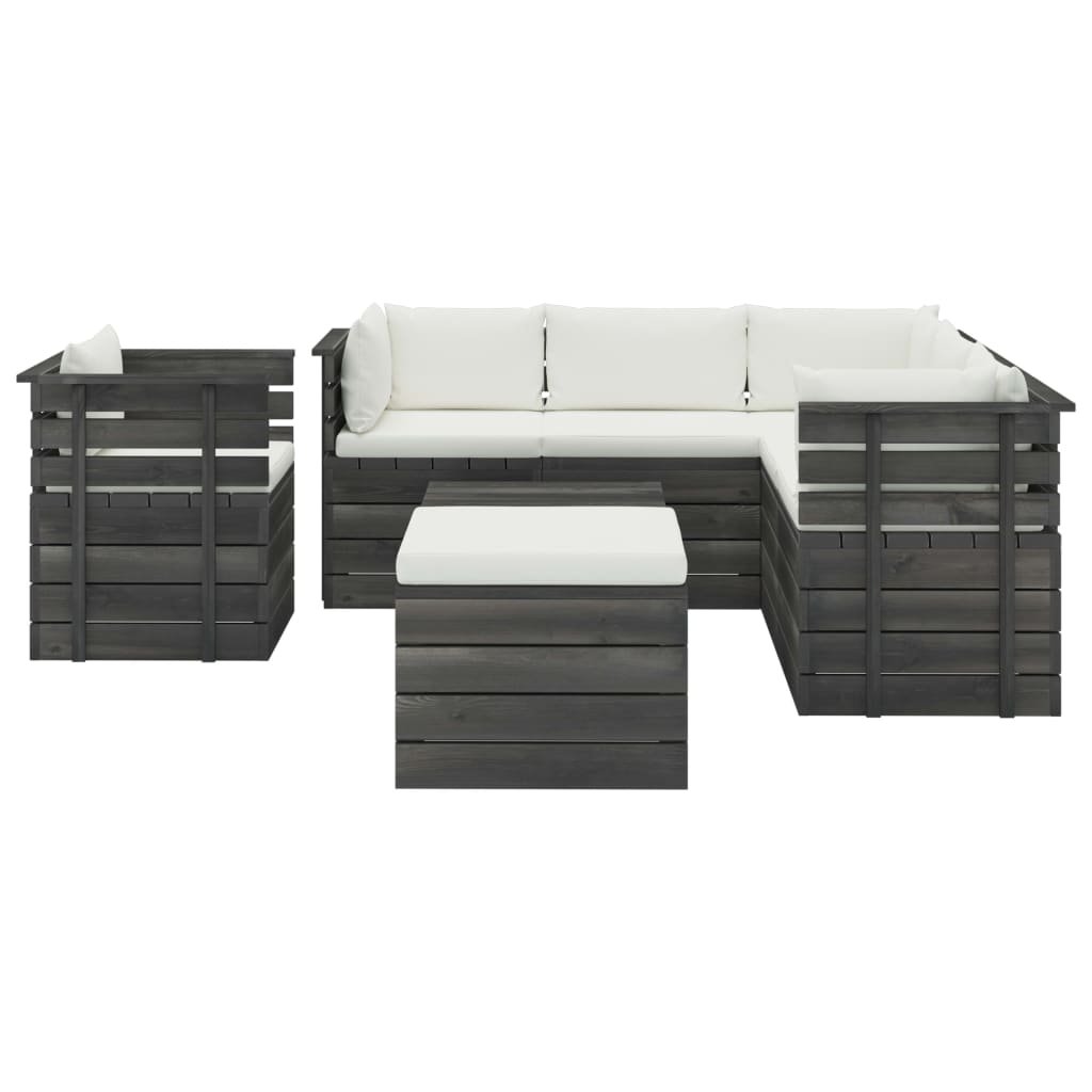 

vidaXL 8-delige Loungeset met kussens pallet massief grenenhout