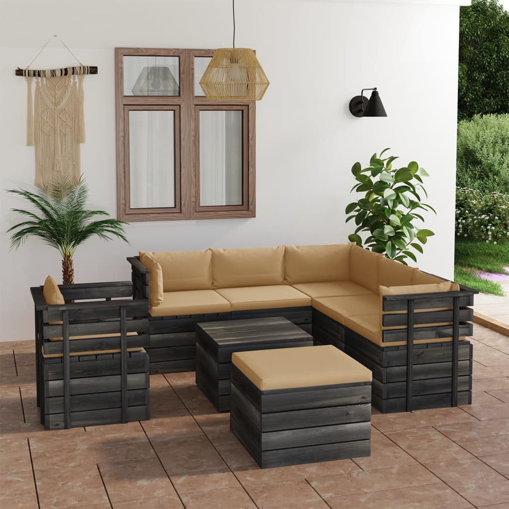vidaXL Set mobilier grădină paleți cu perne 8 piese lemn masiv pin vidaXL imagine noua