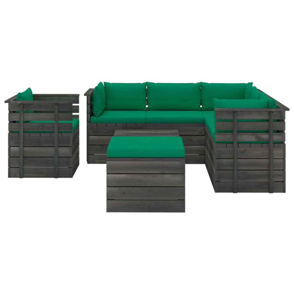 

vidaXL 8-delige Loungeset met kussens pallet massief grenenhout