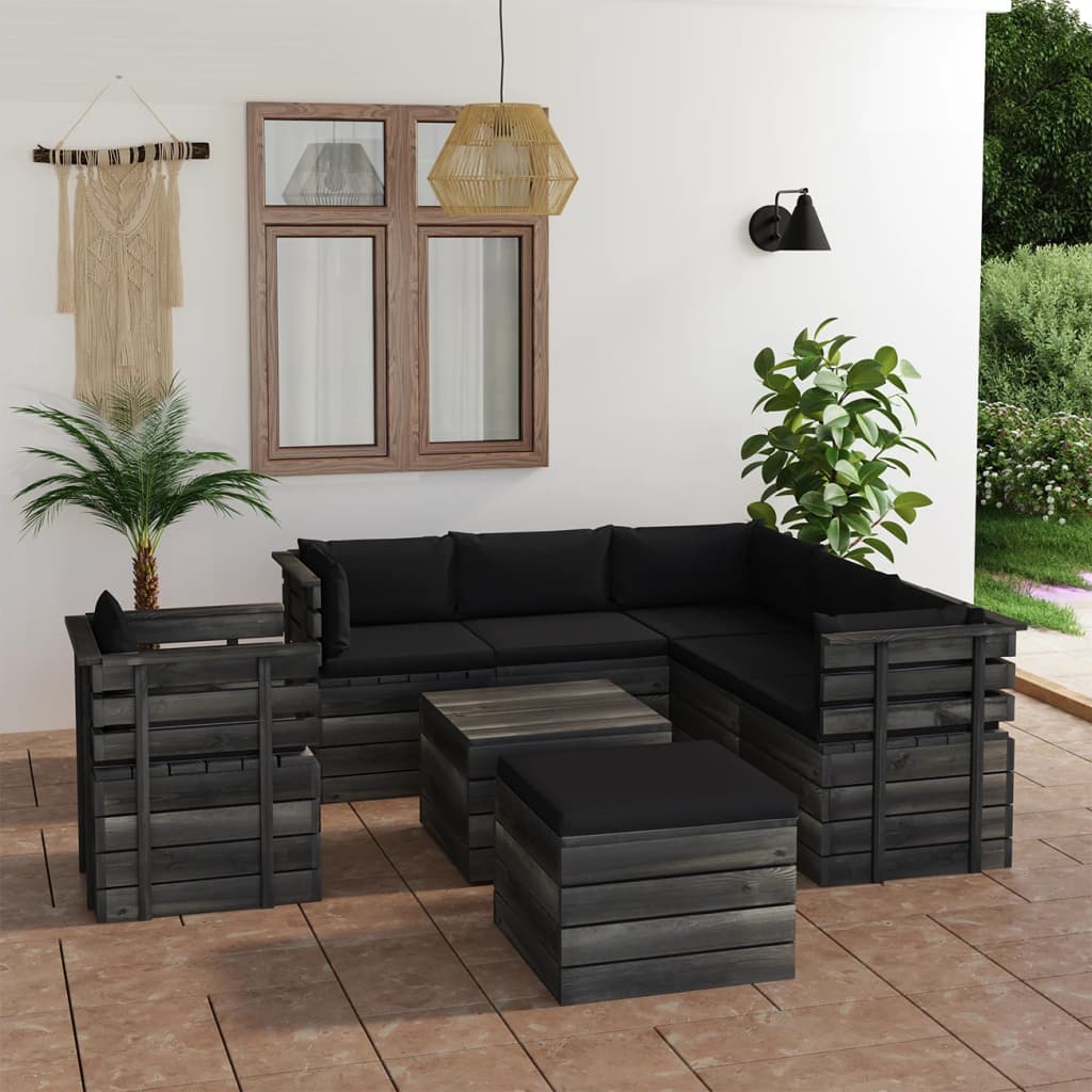 vidaXL Set mobilier grădină paleți cu perne 8 piese lemn masiv pin vidaXL