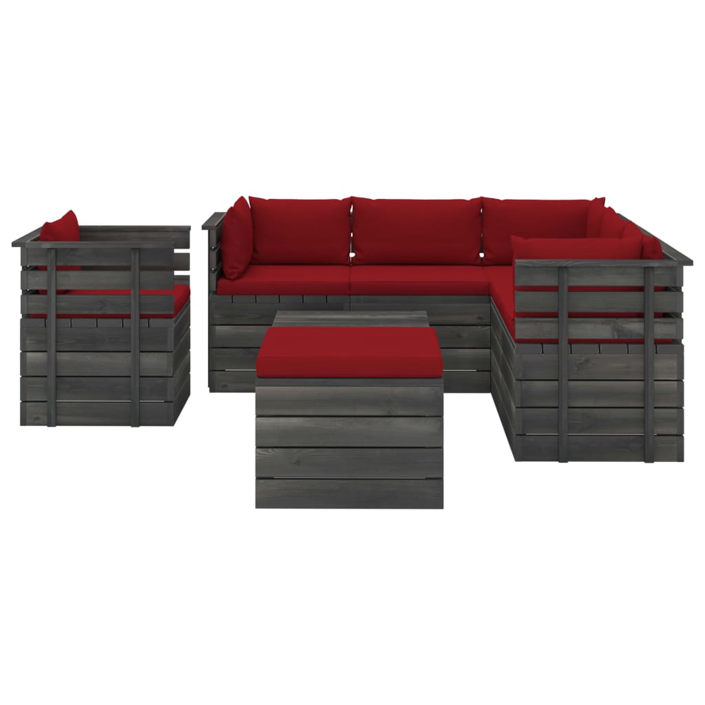 

vidaXL 8-delige Loungeset met kussens pallet massief grenenhout