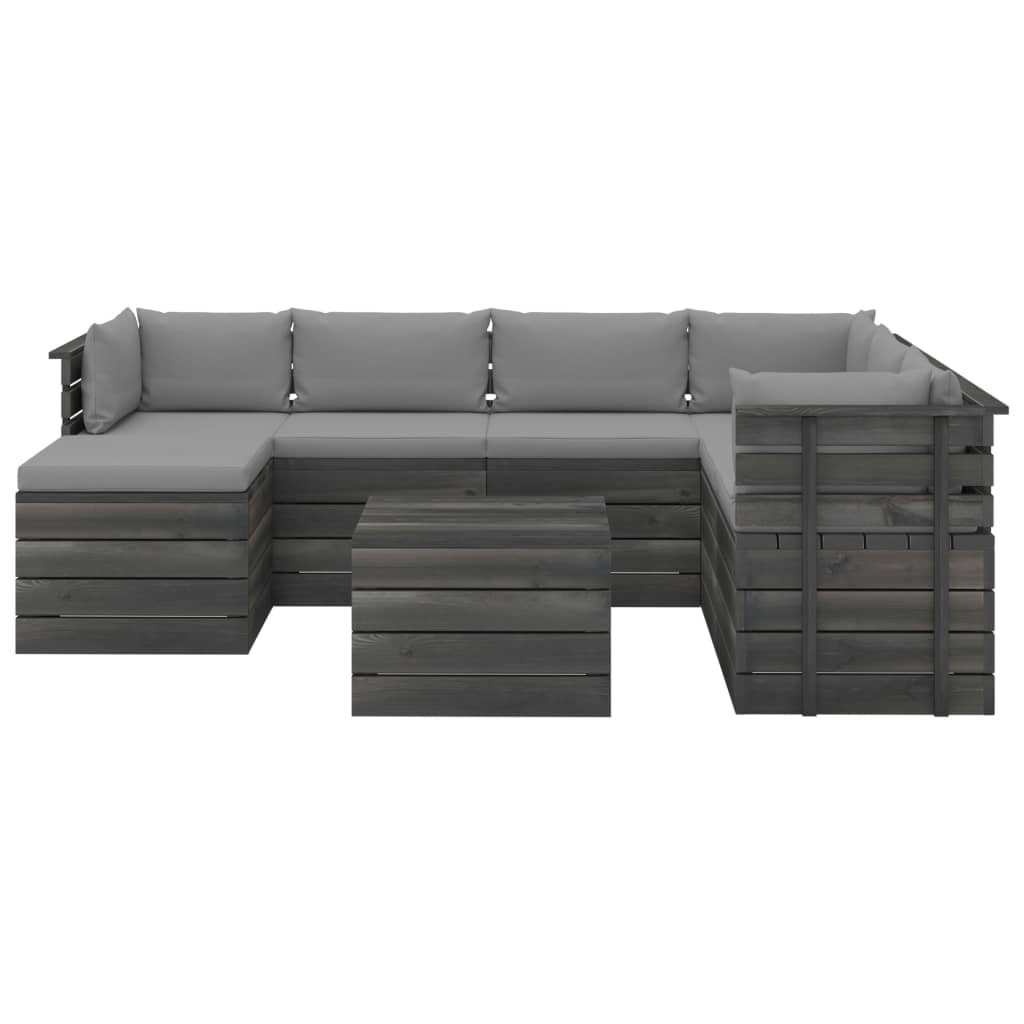 

vidaXL 8-delige Loungeset pallet met kussens massief grenenhout