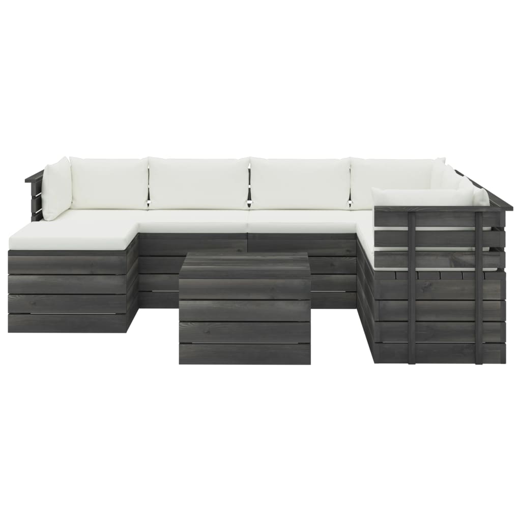 

vidaXL 8-delige Loungeset pallet met kussens massief grenenhout