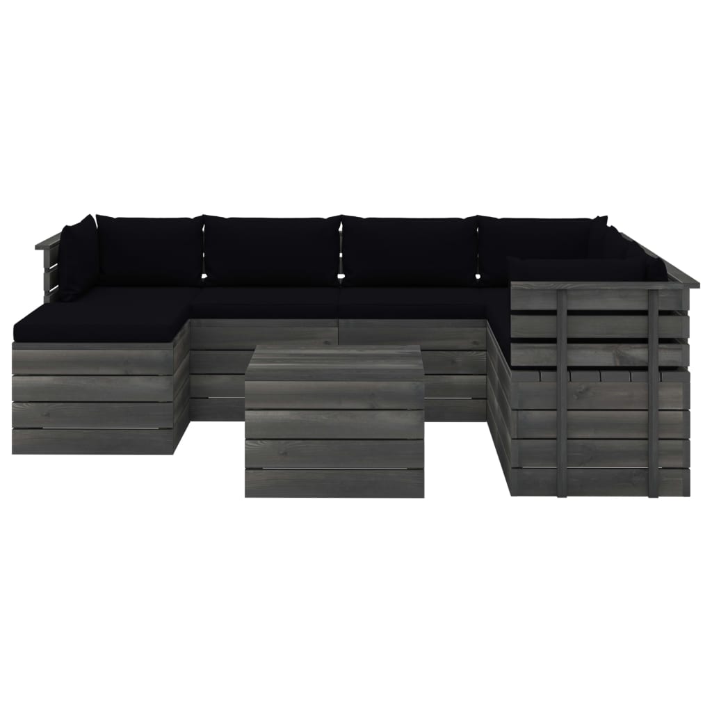 

vidaXL 8-delige Loungeset pallet met kussens massief grenenhout