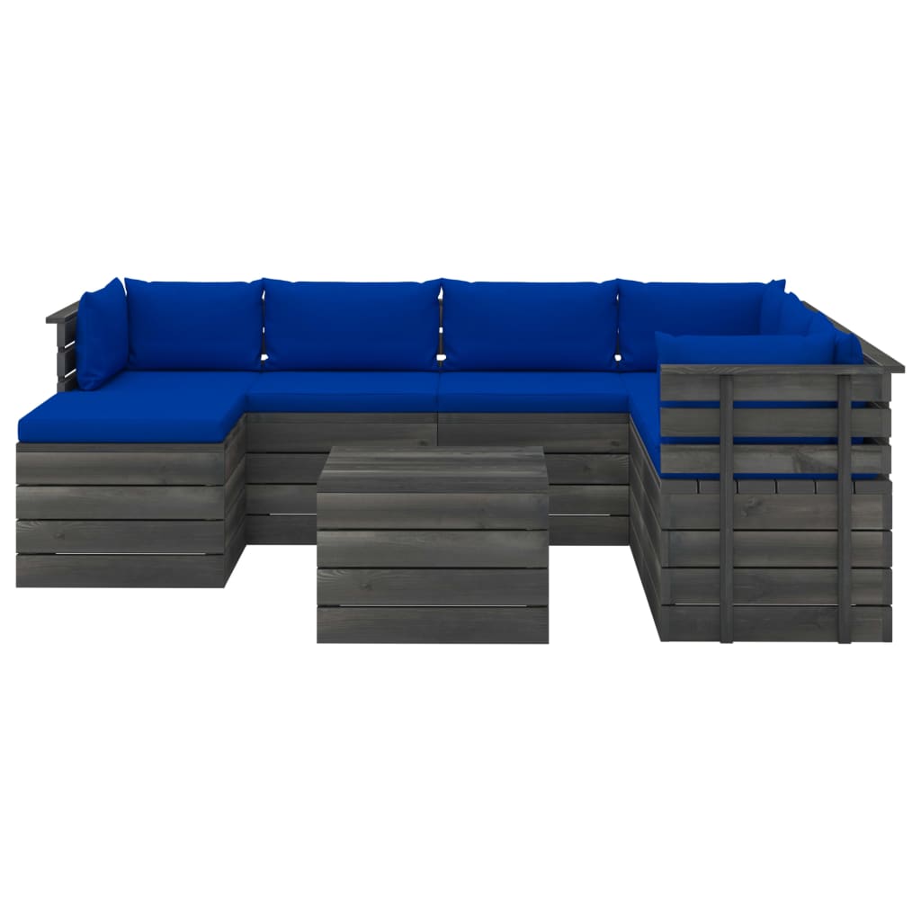 

vidaXL 8-delige Loungeset pallet met kussens massief grenenhout