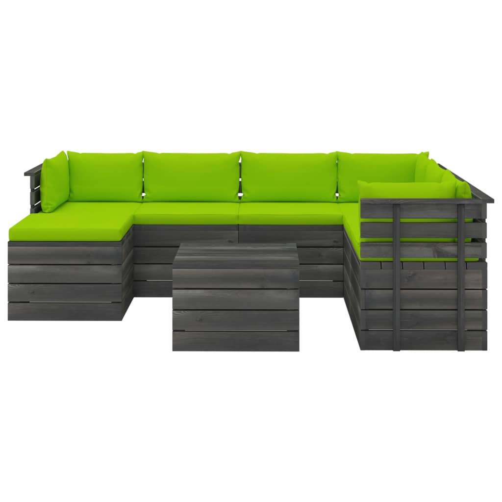 

vidaXL 8-delige Loungeset pallet met kussens massief grenenhout