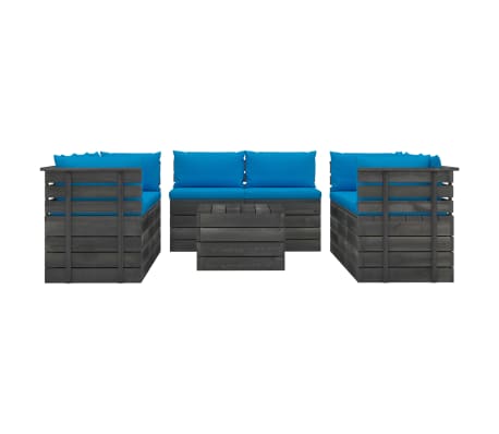 vidaXL 9-delige Loungeset met kussens pallet massief grenenhout