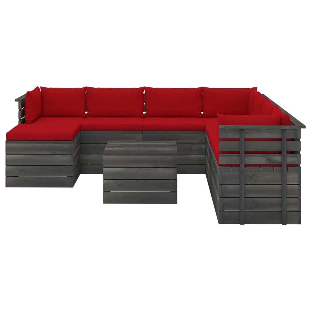 

vidaXL 9-delige Loungeset pallet met kussens massief grenenhout