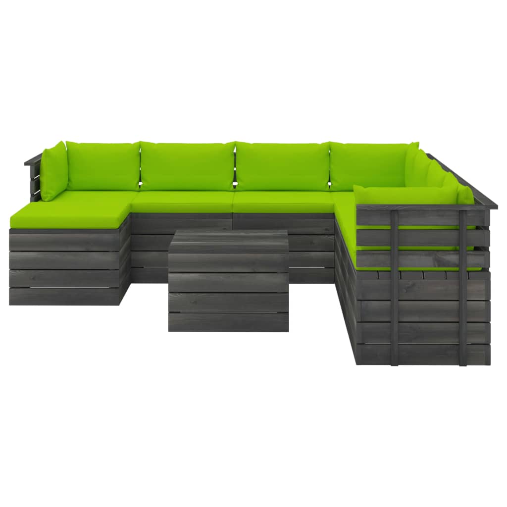 

vidaXL 9-delige Loungeset pallet met kussens massief grenenhout