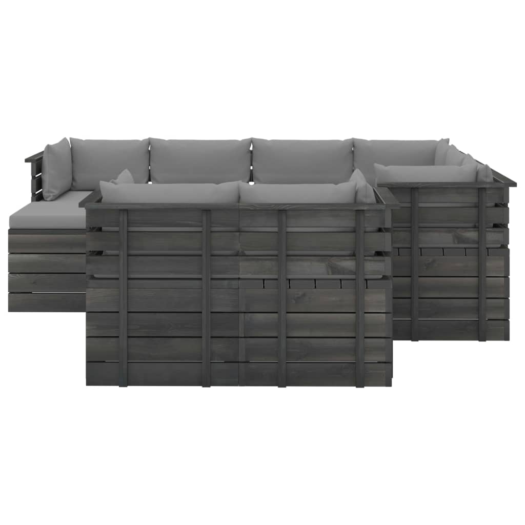 

vidaXL 10-delige Loungeset met kussens pallet massief grenenhout