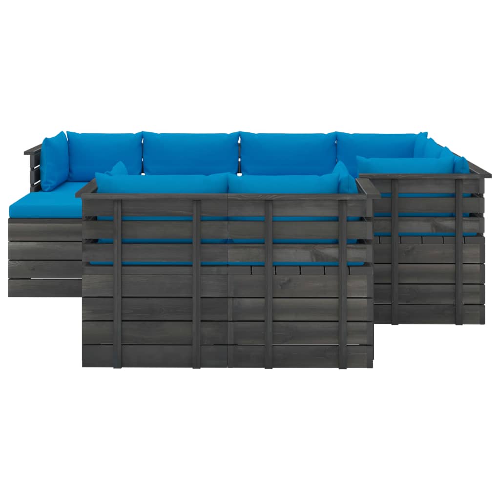 

vidaXL 10-delige Loungeset met kussens pallet massief grenenhout