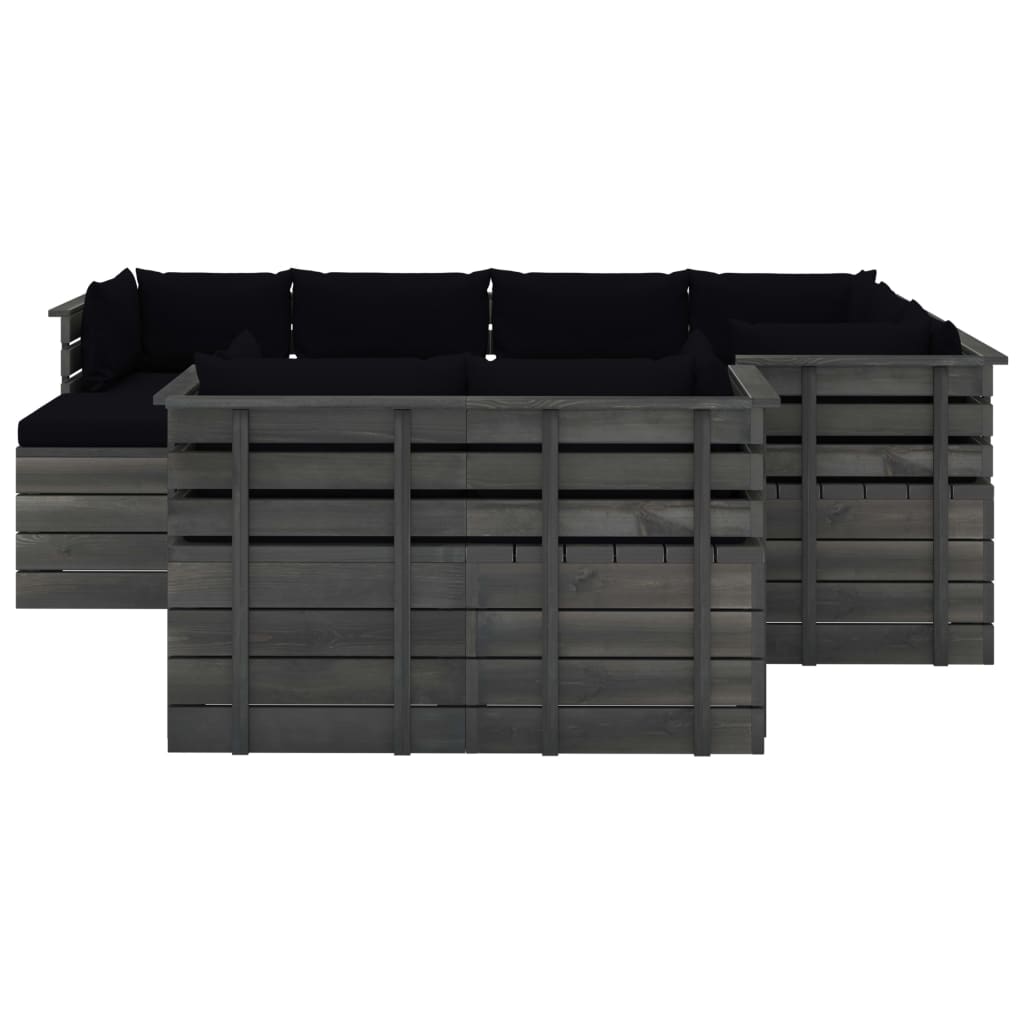 

vidaXL 10-delige Loungeset met kussens pallet massief grenenhout