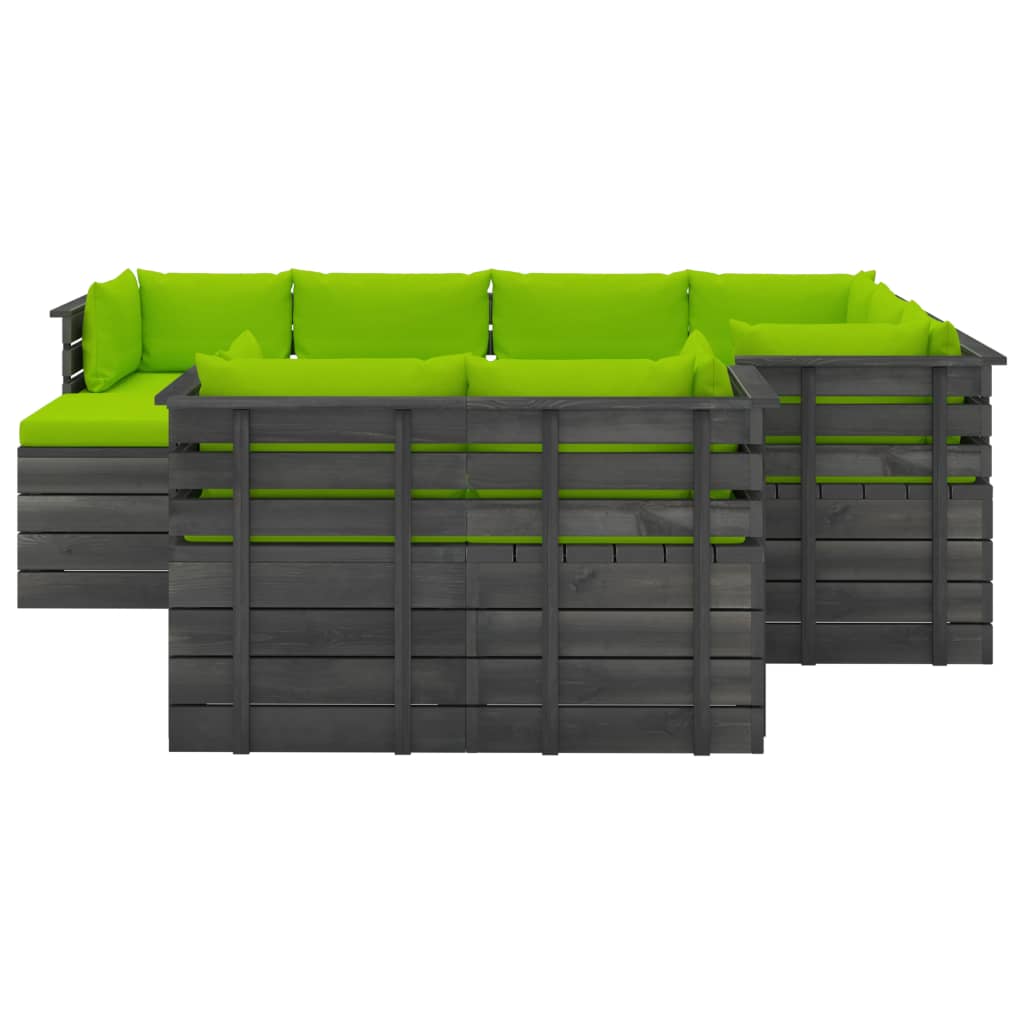 

vidaXL 10-delige Loungeset met kussens pallet massief grenenhout