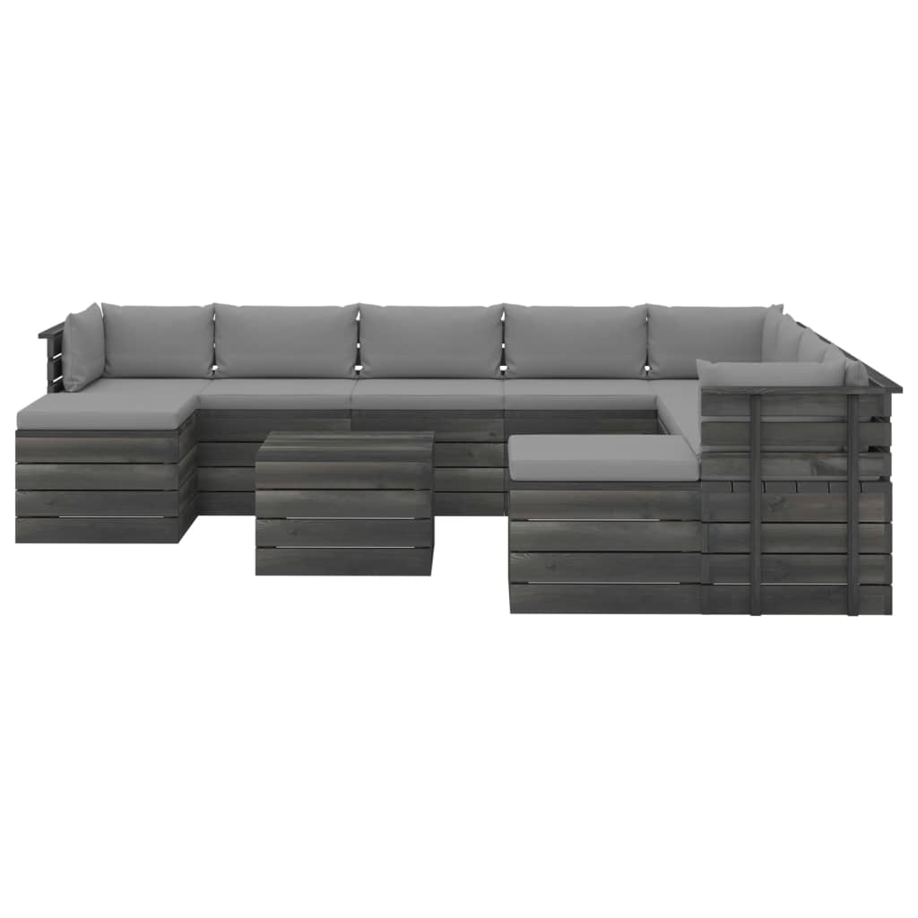 

vidaXL 11-delige Loungeset pallet met kussens massief grenenhout