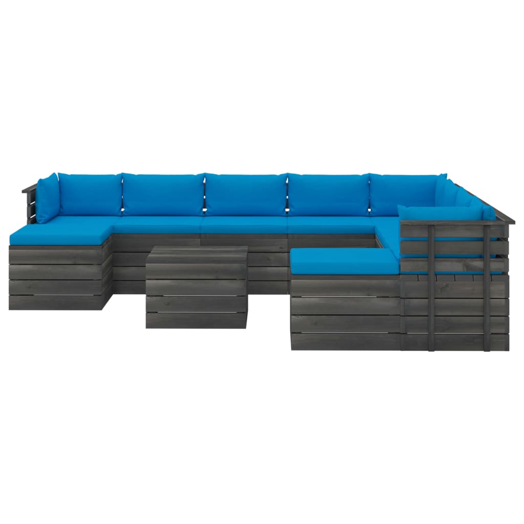 

vidaXL 11-delige Loungeset pallet met kussens massief grenenhout