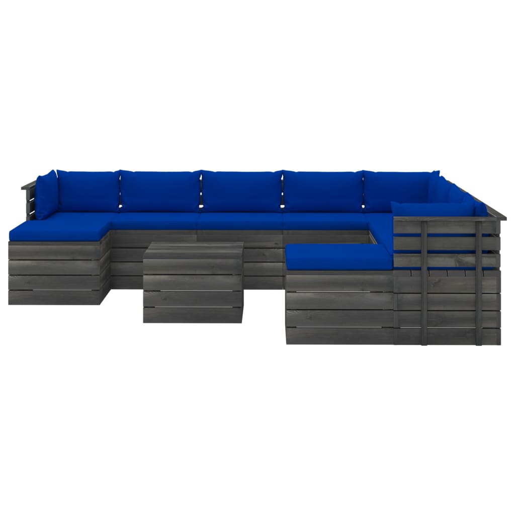 

vidaXL 11-delige Loungeset pallet met kussens massief grenenhout