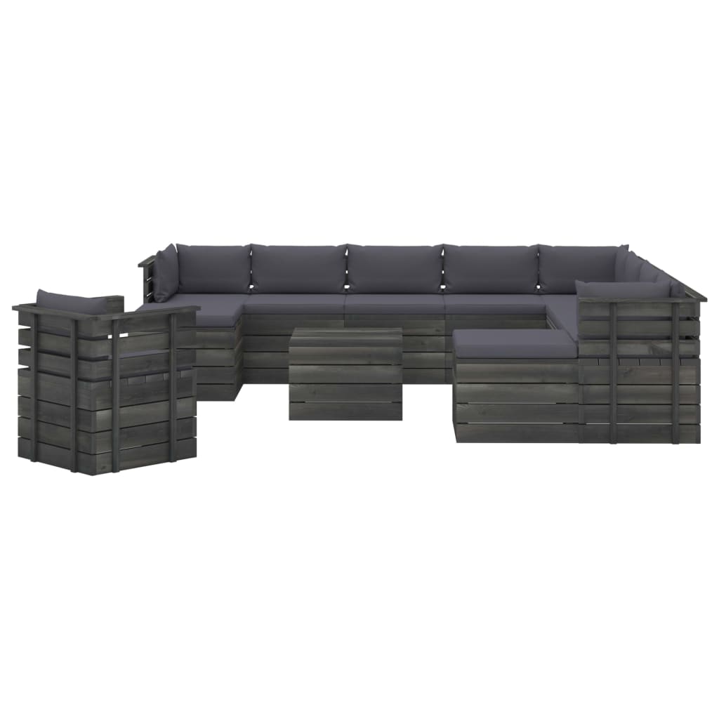 

vidaXL 12-delige Loungeset pallet met kussens massief grenenhout