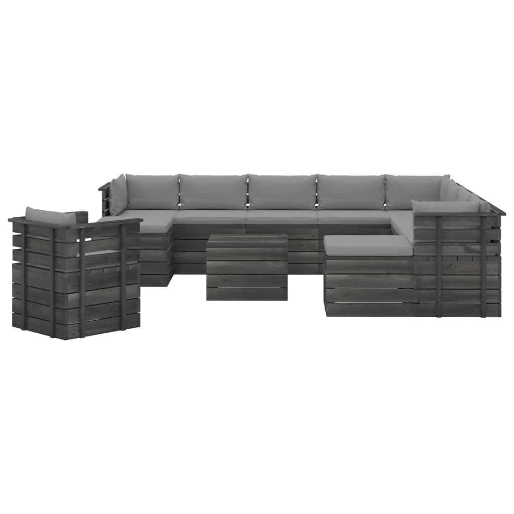 

vidaXL 12-delige Loungeset pallet met kussens massief grenenhout