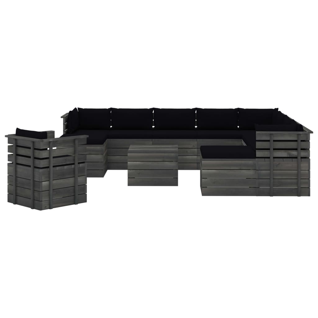 

vidaXL 12-delige Loungeset pallet met kussens massief grenenhout