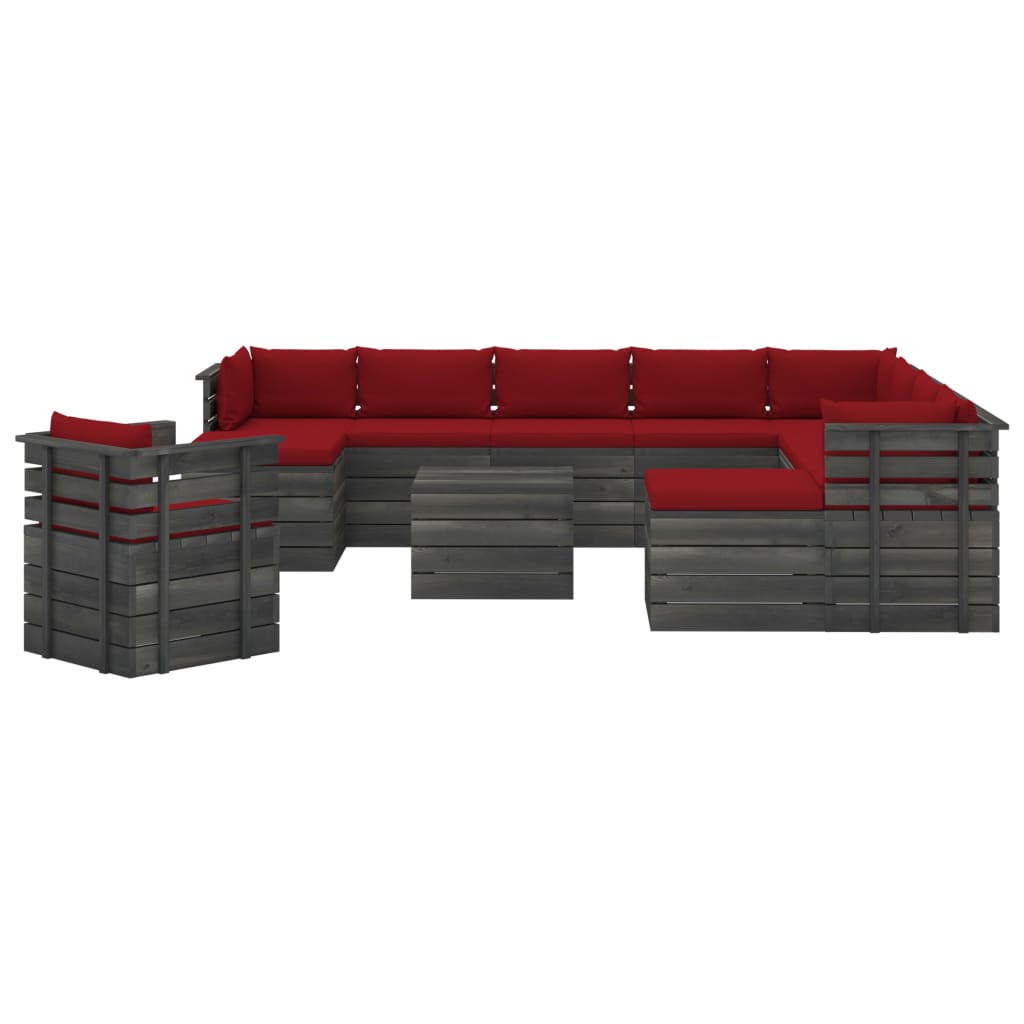 

vidaXL 12-delige Loungeset pallet met kussens massief grenenhout