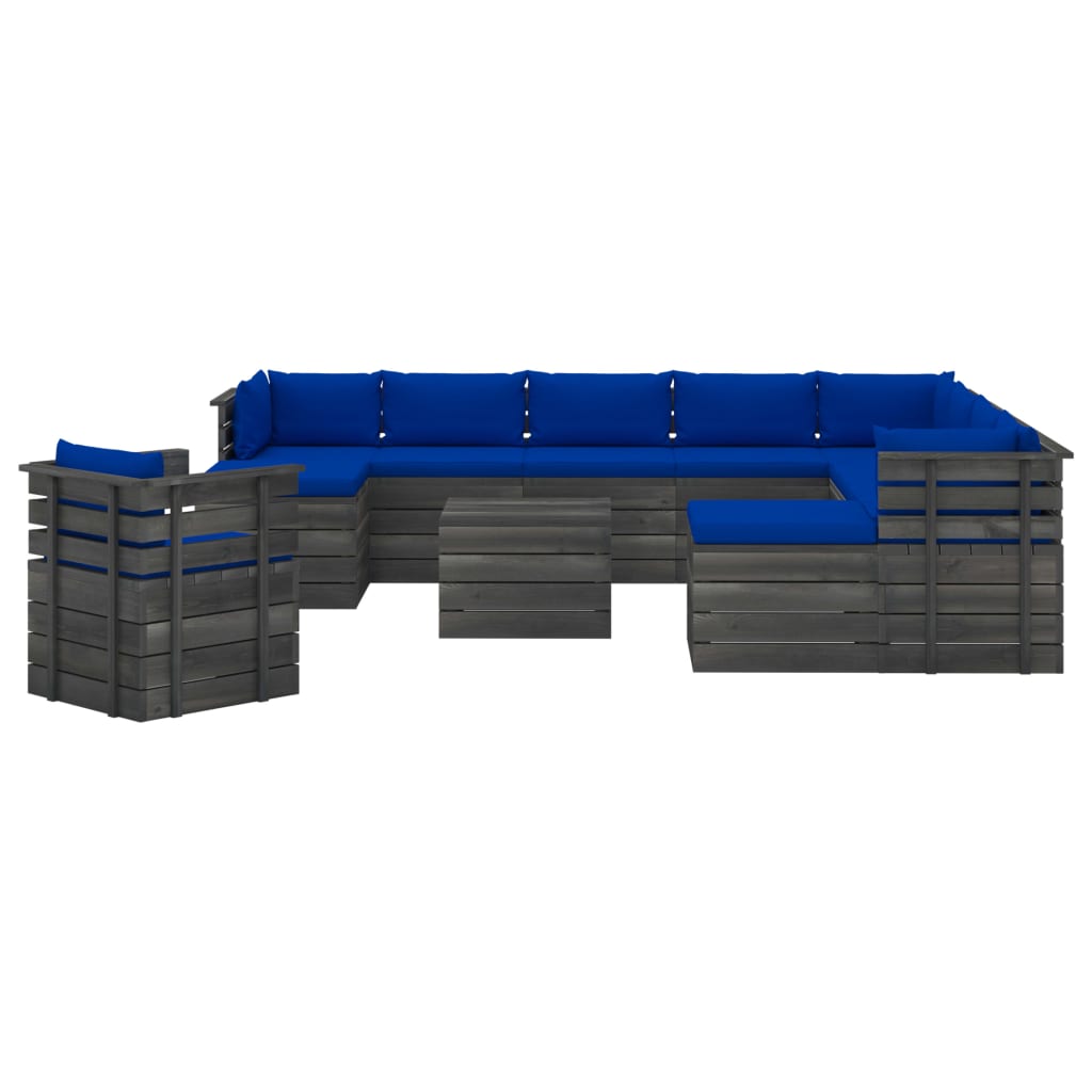

vidaXL 12-delige Loungeset pallet met kussens massief grenenhout