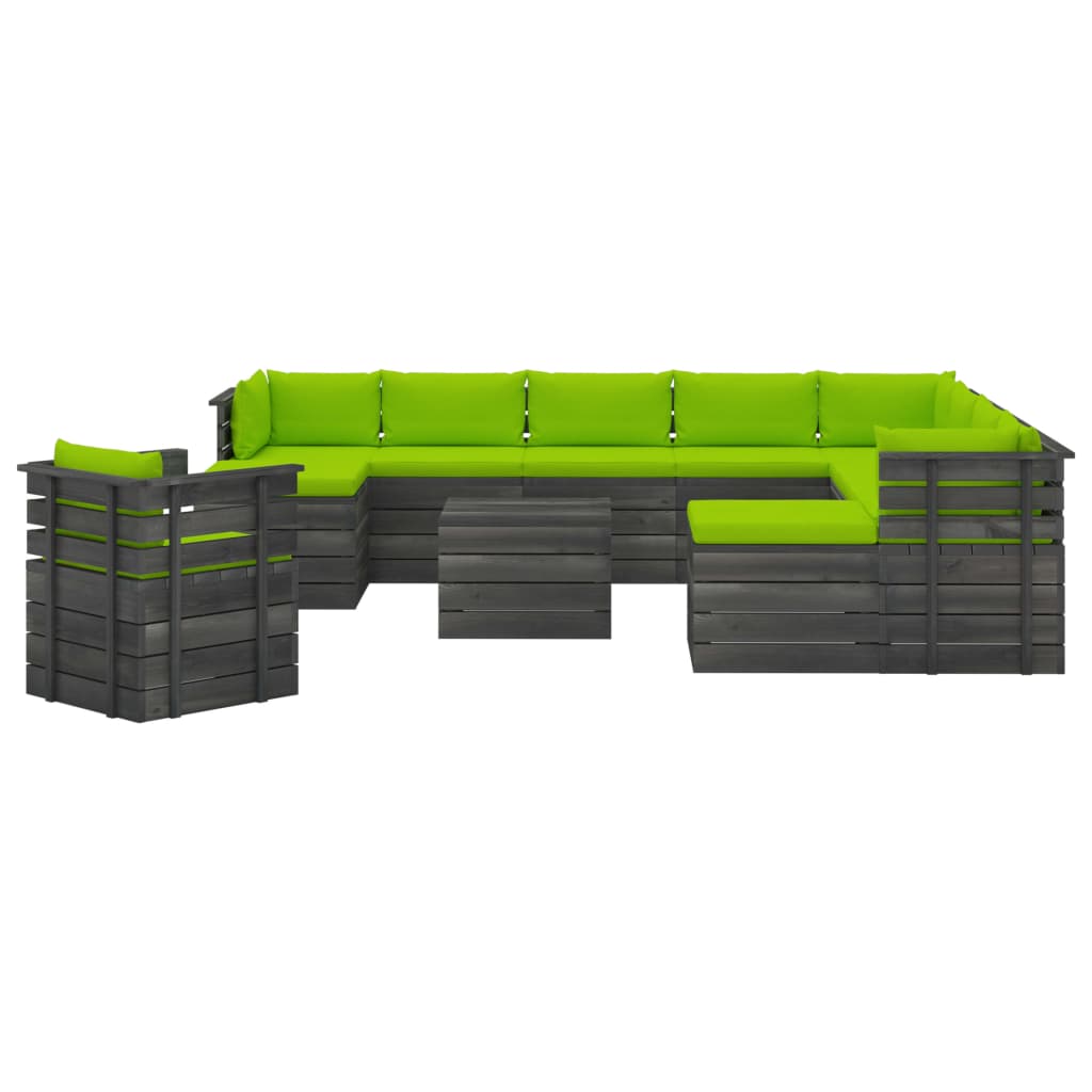 

vidaXL 12-delige Loungeset pallet met kussens massief grenenhout