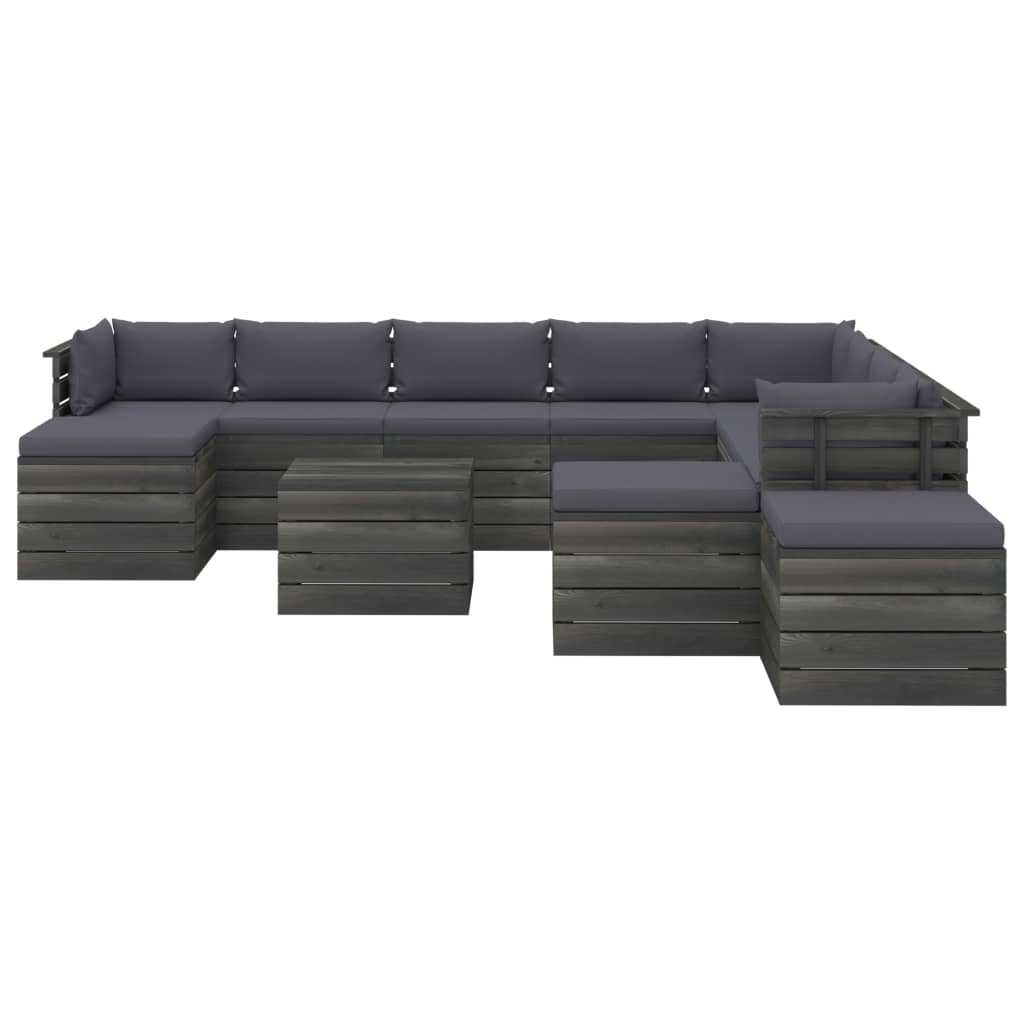 

vidaXL 12-delige Loungeset met kussens pallet massief grenenhout