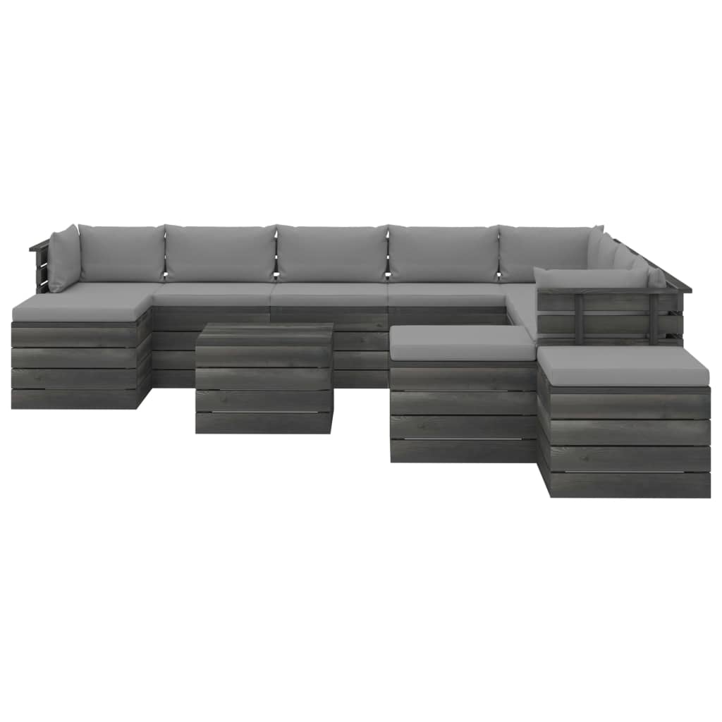 

vidaXL 12-delige Loungeset met kussens pallet massief grenenhout