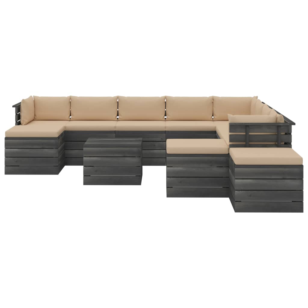 

vidaXL 12-delige Loungeset met kussens pallet massief grenenhout