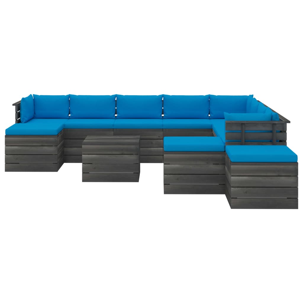 

vidaXL 12-delige Loungeset met kussens pallet massief grenenhout