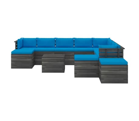 vidaXL 12-delige Loungeset met kussens pallet massief grenenhout