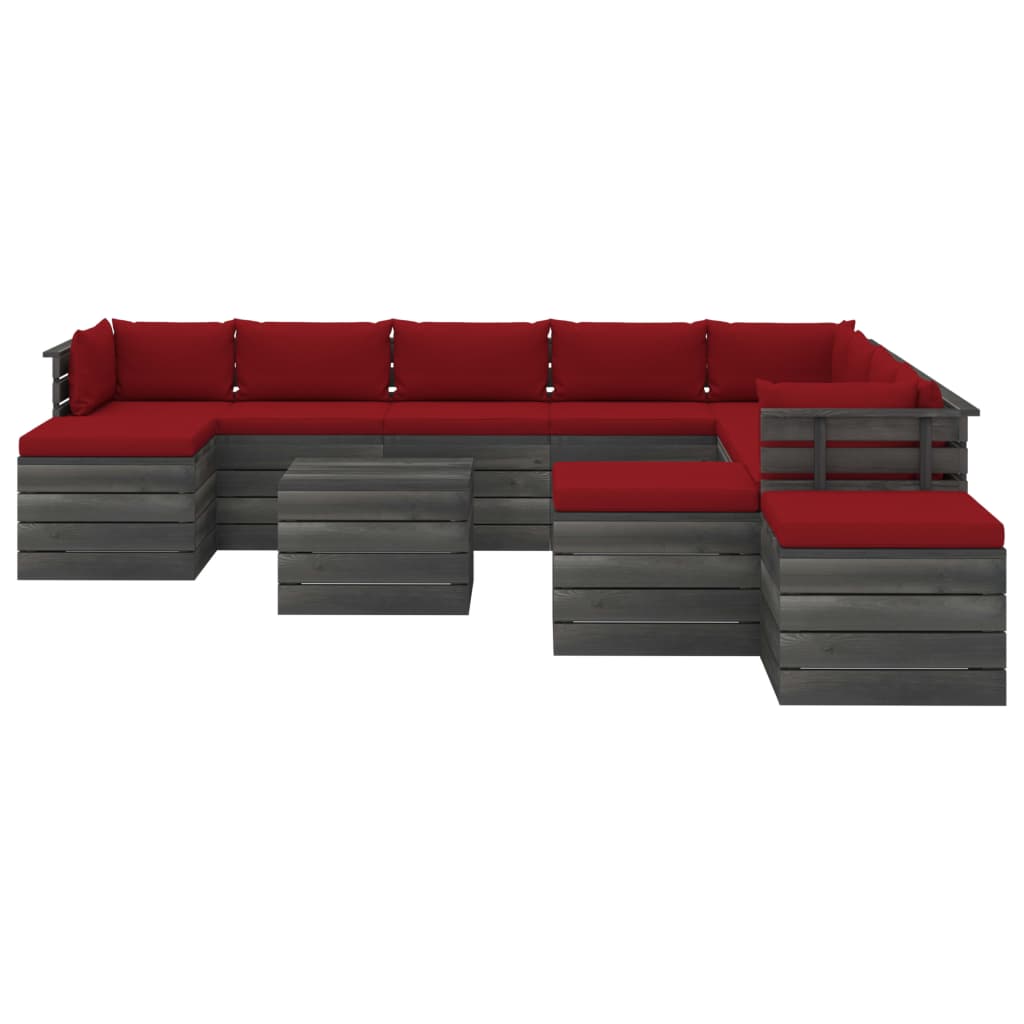 

vidaXL 12-delige Loungeset met kussens pallet massief grenenhout