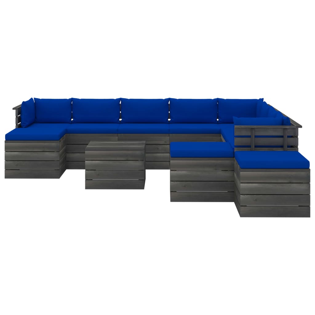 

vidaXL 12-delige Loungeset met kussens pallet massief grenenhout