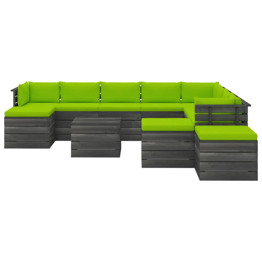 

vidaXL 12-delige Loungeset met kussens pallet massief grenenhout