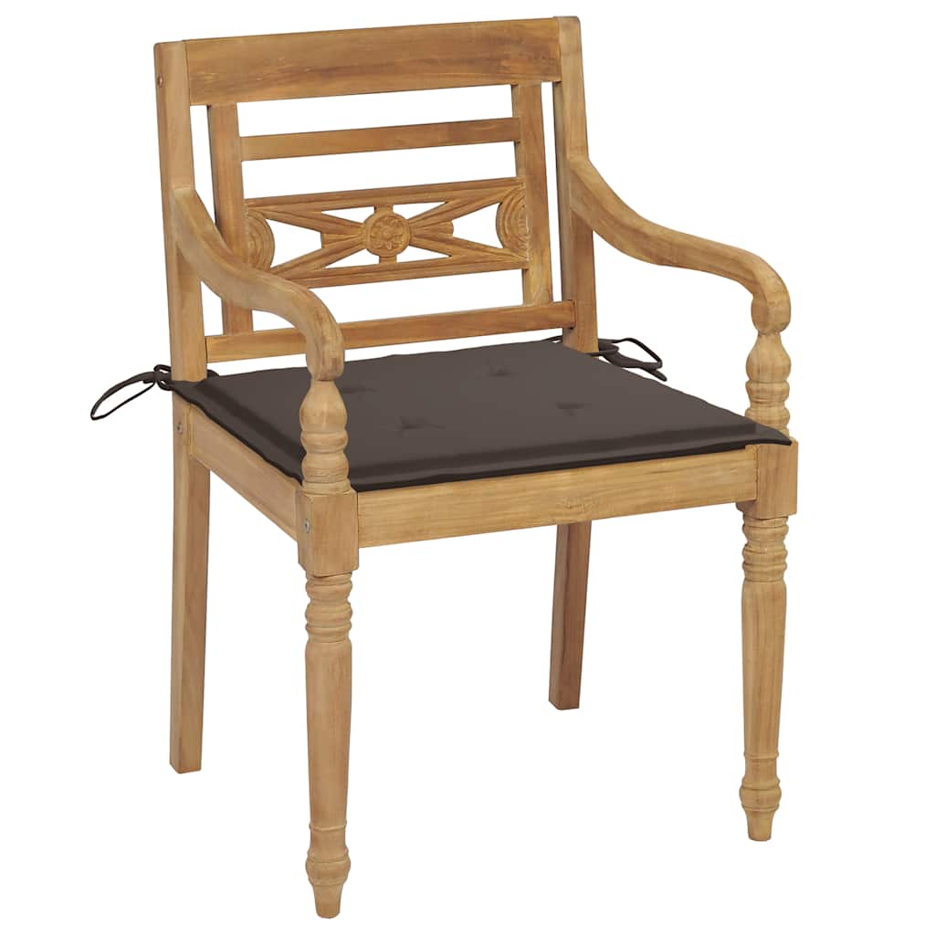 Thumbnail - vidaXL Batavia-Stühle 2 Stk. mit Taupe Kissen Teak Massivholz