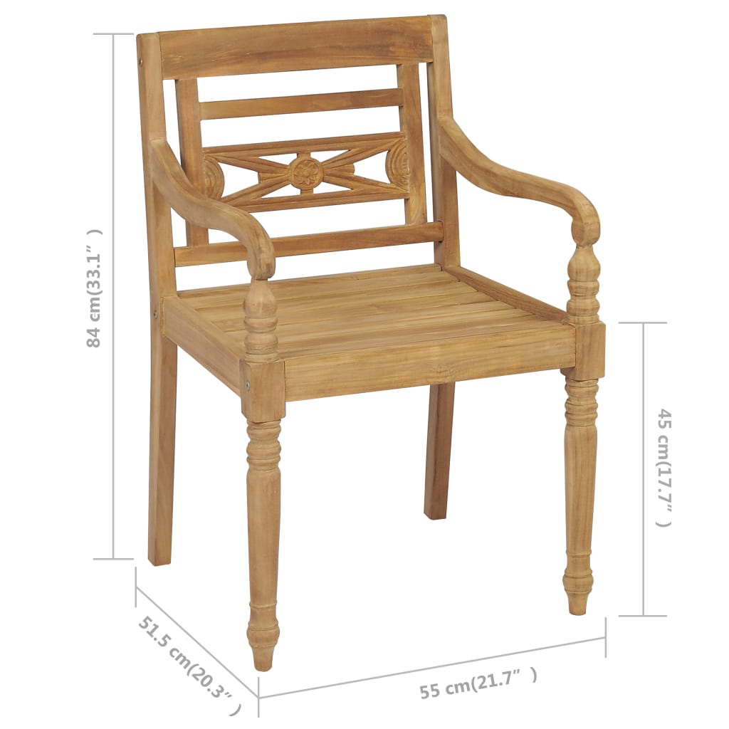 Batavia-Stühle 2 Stk. mit Taupe Kissen Teak Massivholz kaufen 11