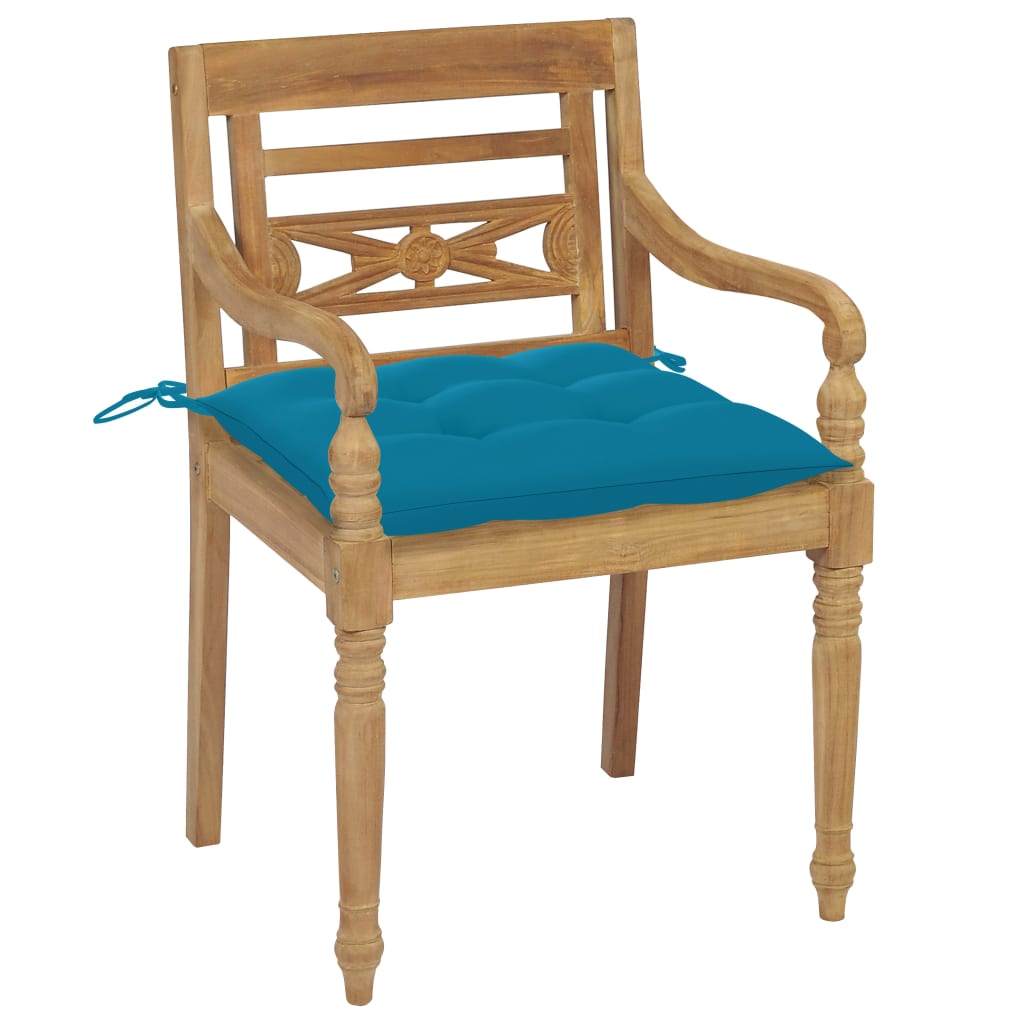 

vidaXL Stoelen Batavia 2 st met lichtblauwe kussens massief teakhout