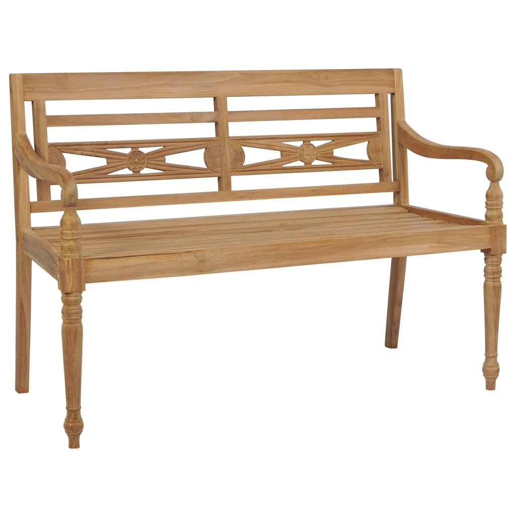 vidaXL Batavia Bench with Cream Cushion 120 cm Solid Teak Wood