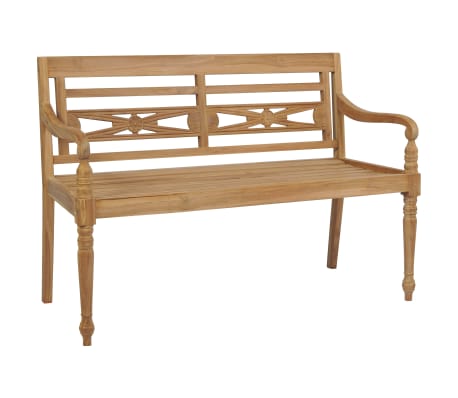 vidaXL Batavia Bench with Cream Cushion 120 cm Solid Teak Wood