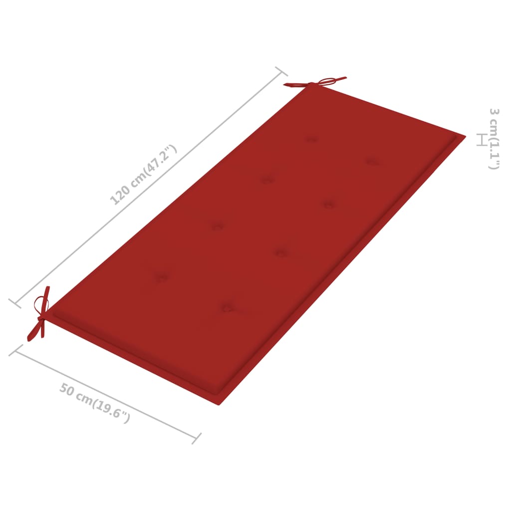 tömör tíkfa Batavia pad piros párnával 120 cm