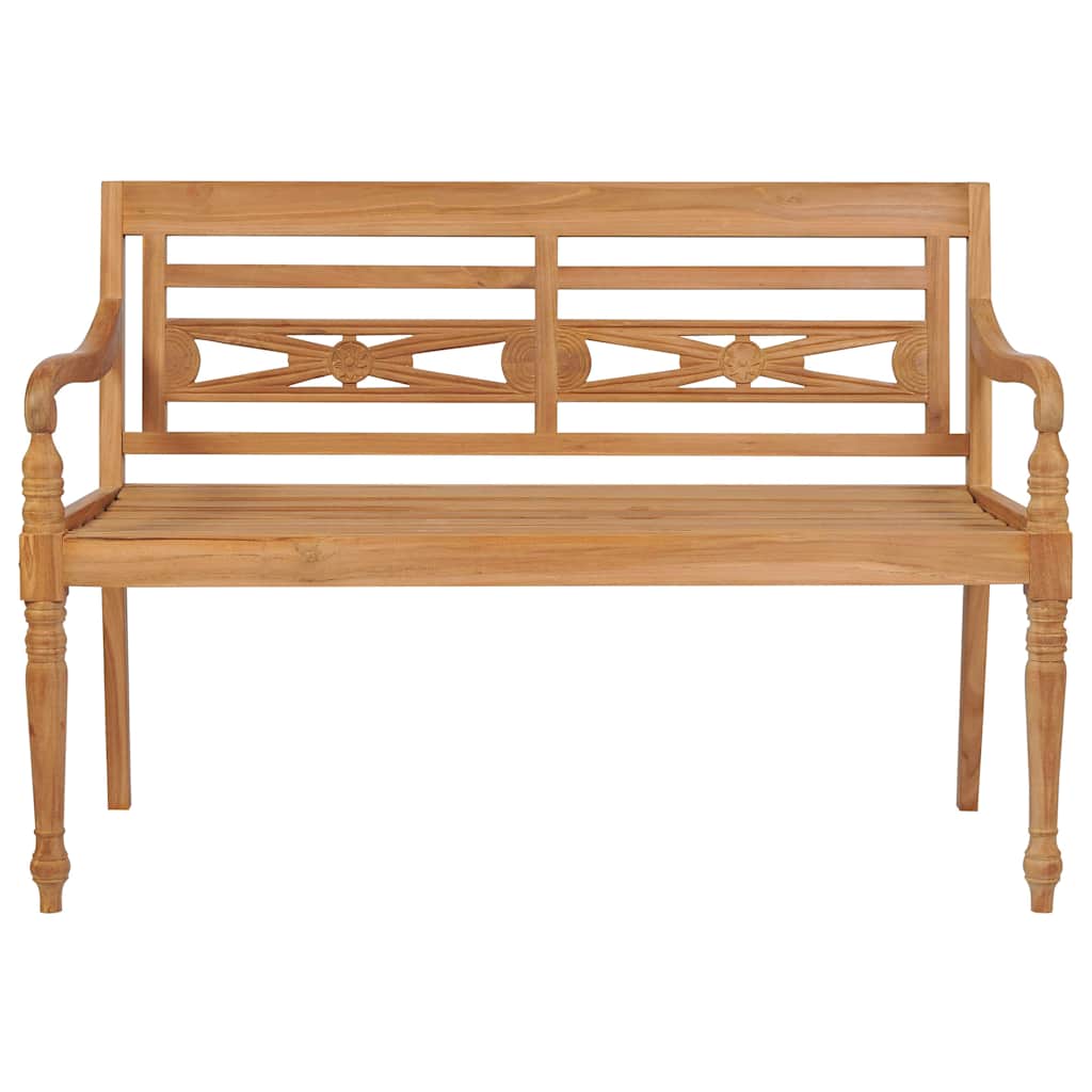 Thumbnail - vidaXL Batavia-Gartenbank Graues Karomuster-Kissen 120 cm Teak Massiv