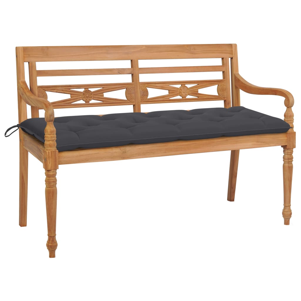 

vidaXL Batavia Bench with Anthracite Cushion 59.1" Solid Teak Wood