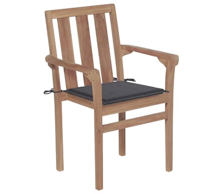 vidaXL Garden Chairs 2 pcs with Anthracite Cushions Solid Teak Wood