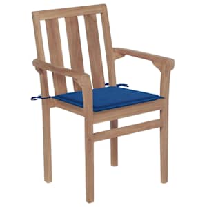 vidaXL Sedie da Giardino 2 pz con Cuscini Blu Reale Massello di Teak
